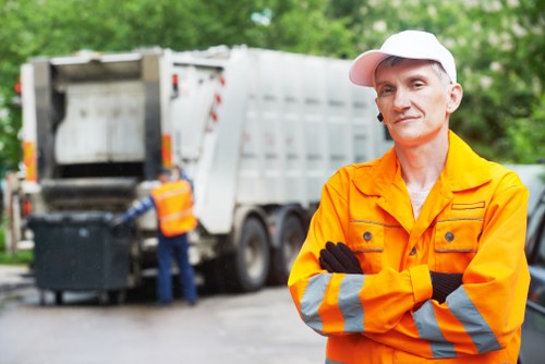 Professional team handling construction debris