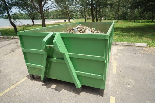 Professional team handling demolition waste removal